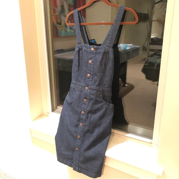 NWOT A New Day Jean Denim Sleeveless Cotton Apron Dress w Criss Cross Back - Picture 14 of 16
